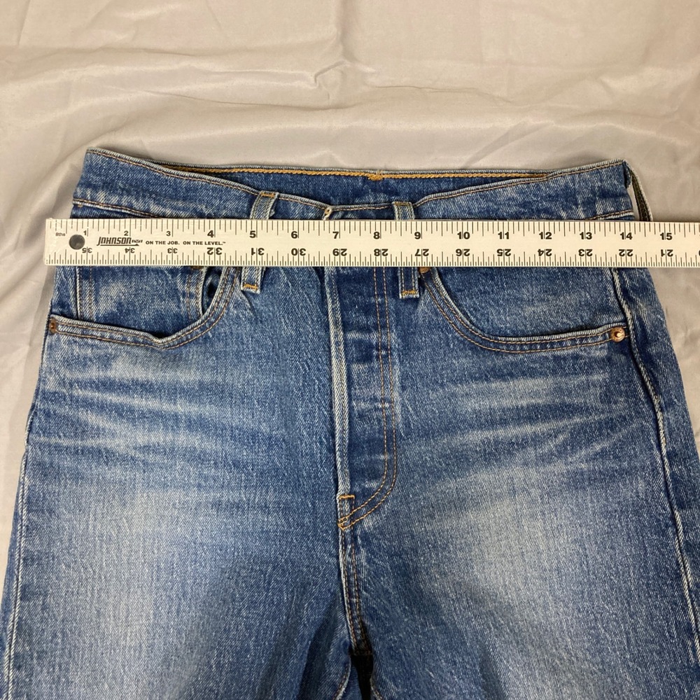 Levi Strauss 501 Skinny Jeans Women Blue Distressed Raw Measurements in photos. - Picture 15 of 16